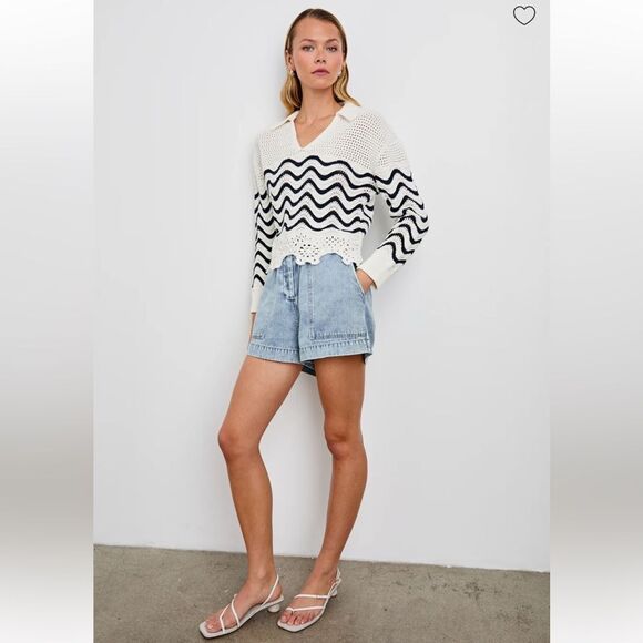 NWT Rails Louise Sweater Wave Blue/White Stripe Cotton XS - Picture 11 of 11